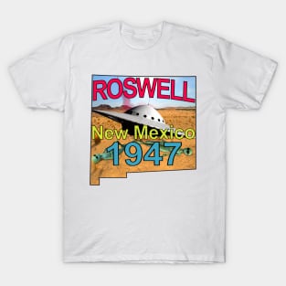 Roswell New Mexico 1947 UFO Aliens in Technicolor T-Shirt